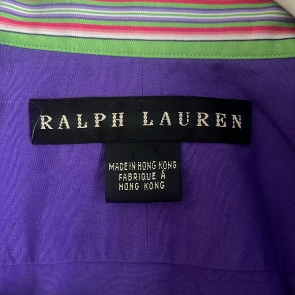 Ralph Lauren black label purple cotton button front oxford fitted shirt - Picture 3 of 9